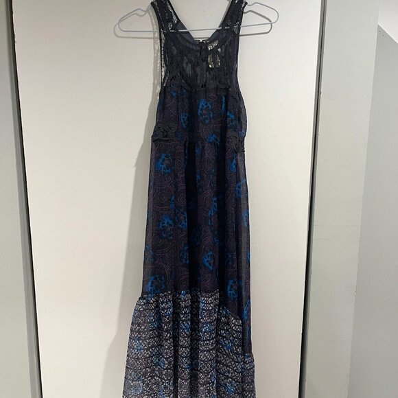 Free People Native Rose Purple Blue Floral Printed Midi Dress - Picture 9 of 10